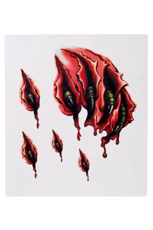 Bloody Claws Horror 3D Temporary Tattoos Pack