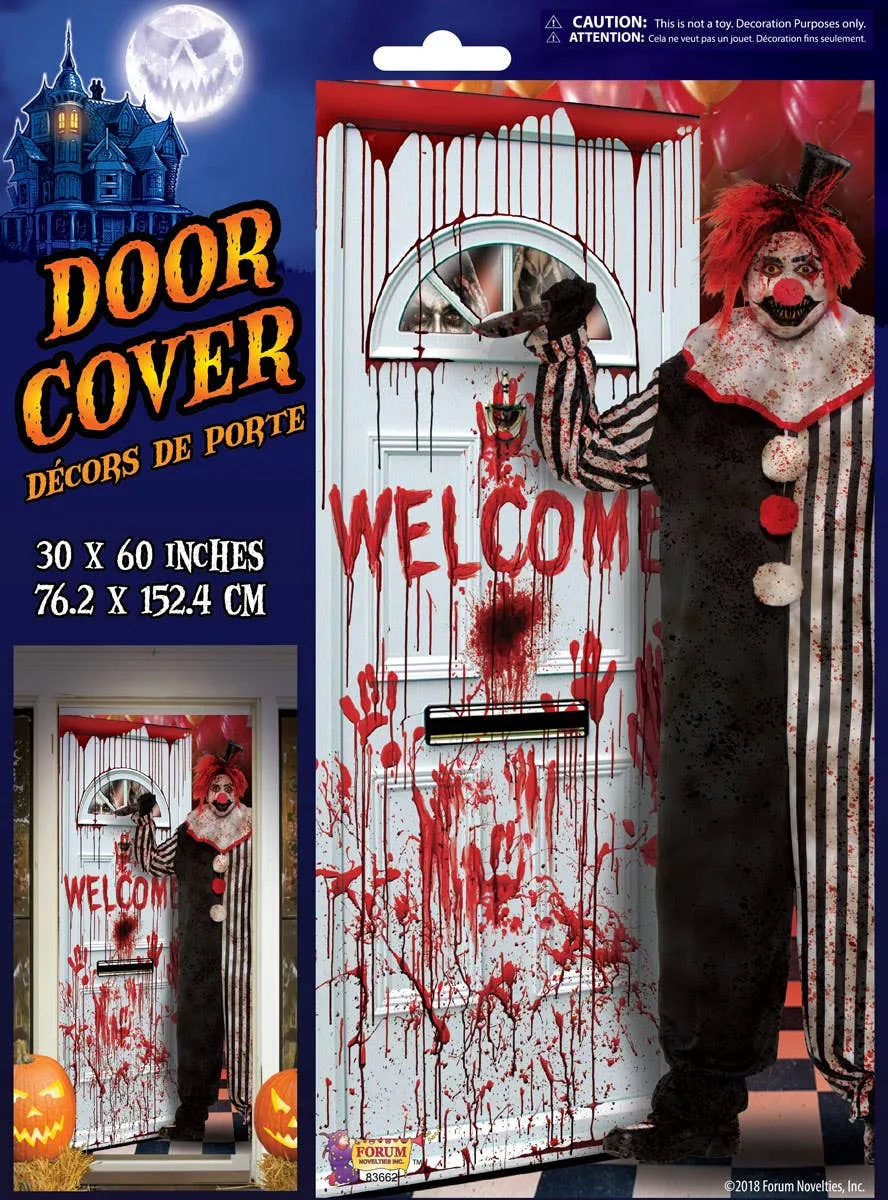 Bloody Evil Clown Door Cover Halloween Decoration