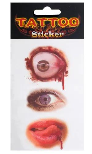 Bloody Eyes and Lips Halloween Tattoos Costume Accessory