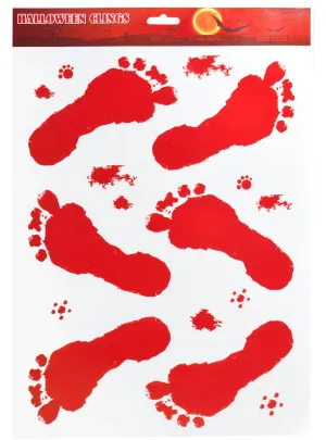 Bloody Foot Prints Window Clings Halloween Decoration