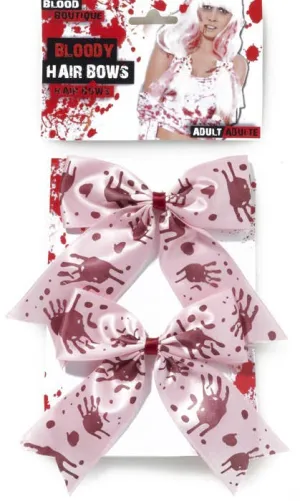 Bloody Hair Bows Zombie Halloween Costume Accessory
