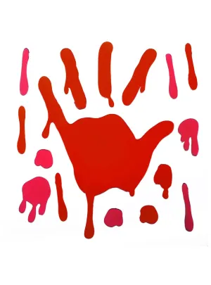 Bloody Hand Print and Drips Red Gel Window Clings