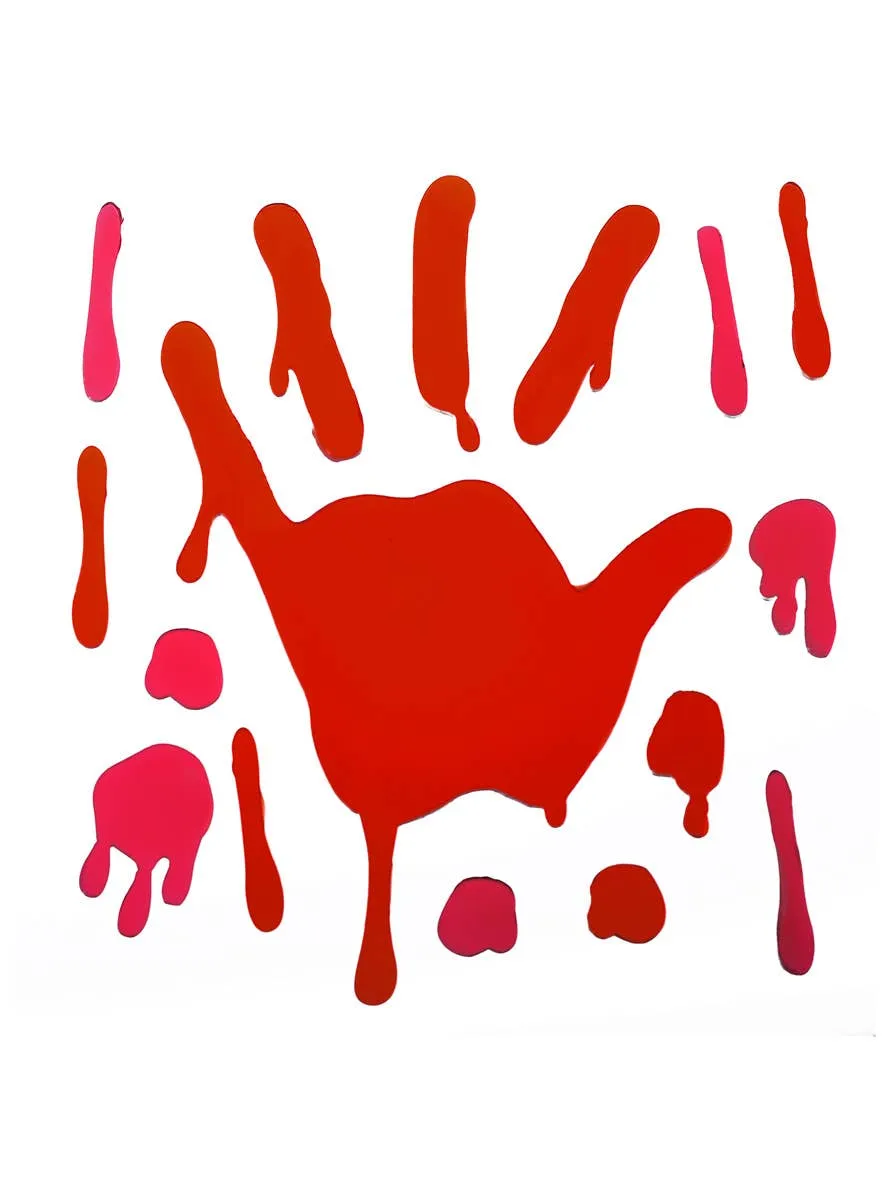 Bloody Hand Print and Drips Red Gel Window Clings