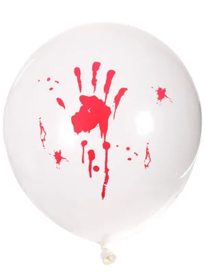 Bloody Hand Print White 6 Pack 30cm Latex Balloons