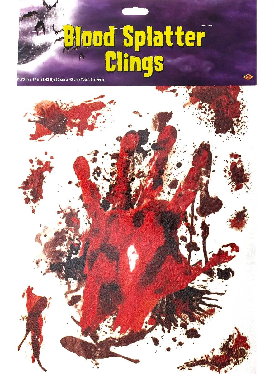 Bloody Hand Print Window Cling Halloween Decoration