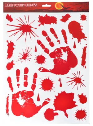 Bloody Hand Prints Window Clings Halloween Decoration