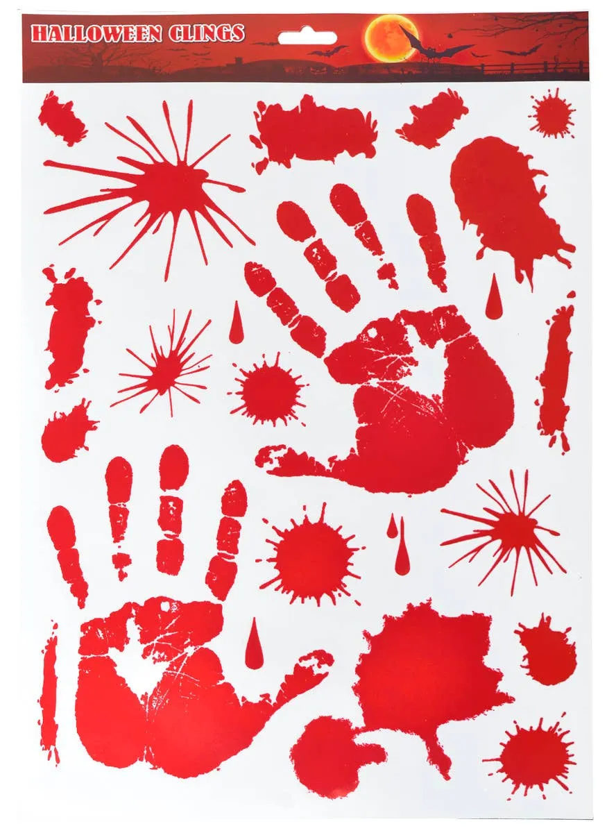 Bloody Hand Prints Window Clings Halloween Decoration
