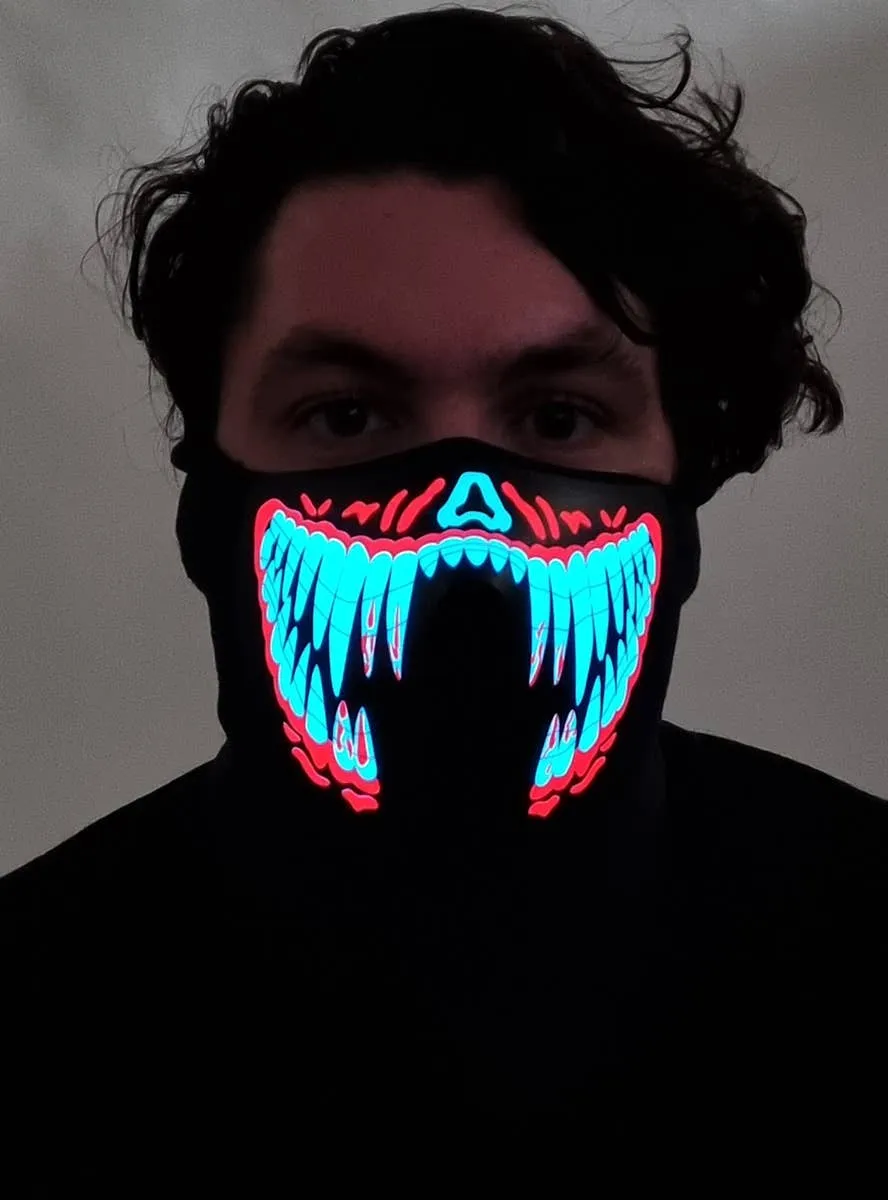 Bloody Red Teeth Sound Activated Light Up Mask