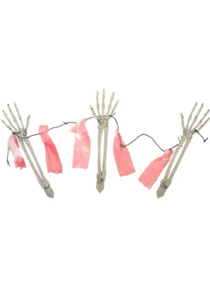 Bloody Skeleton Arm Garden Stakes on Fake Barbed Wire