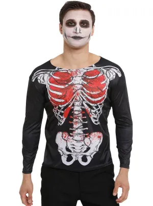 Bloody Skeleton Print Mens Halloween Costume Shirt