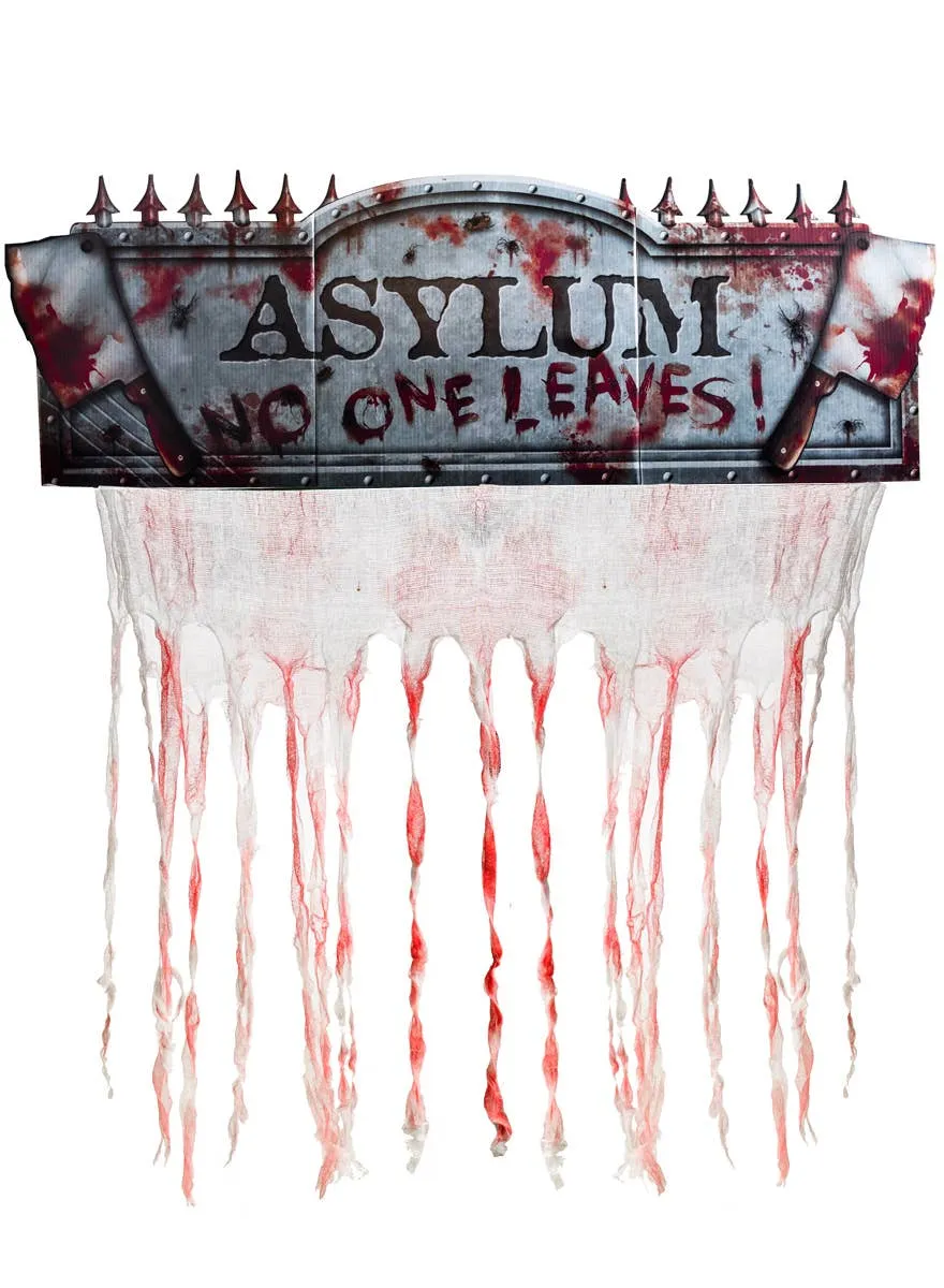 Bloody Tattered Asylum Sign Halloween Decoration