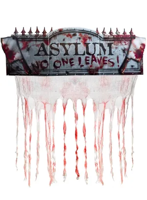 Bloody Tattered Asylum Sign Halloween Decoration