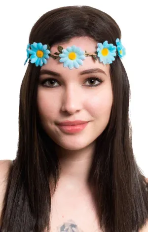 Blue 60s Hippy Daisy Chain Flower Crown