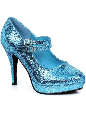 Blue Glitter Womens Stiletto Costume Heels