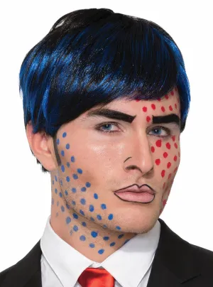 Bobby Boom Short Black and Blue Mens Costume Wig