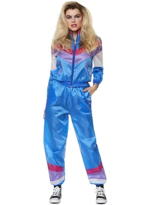 Bodacious Blue 80s Shell Suit Womens Fancy Dress Costume