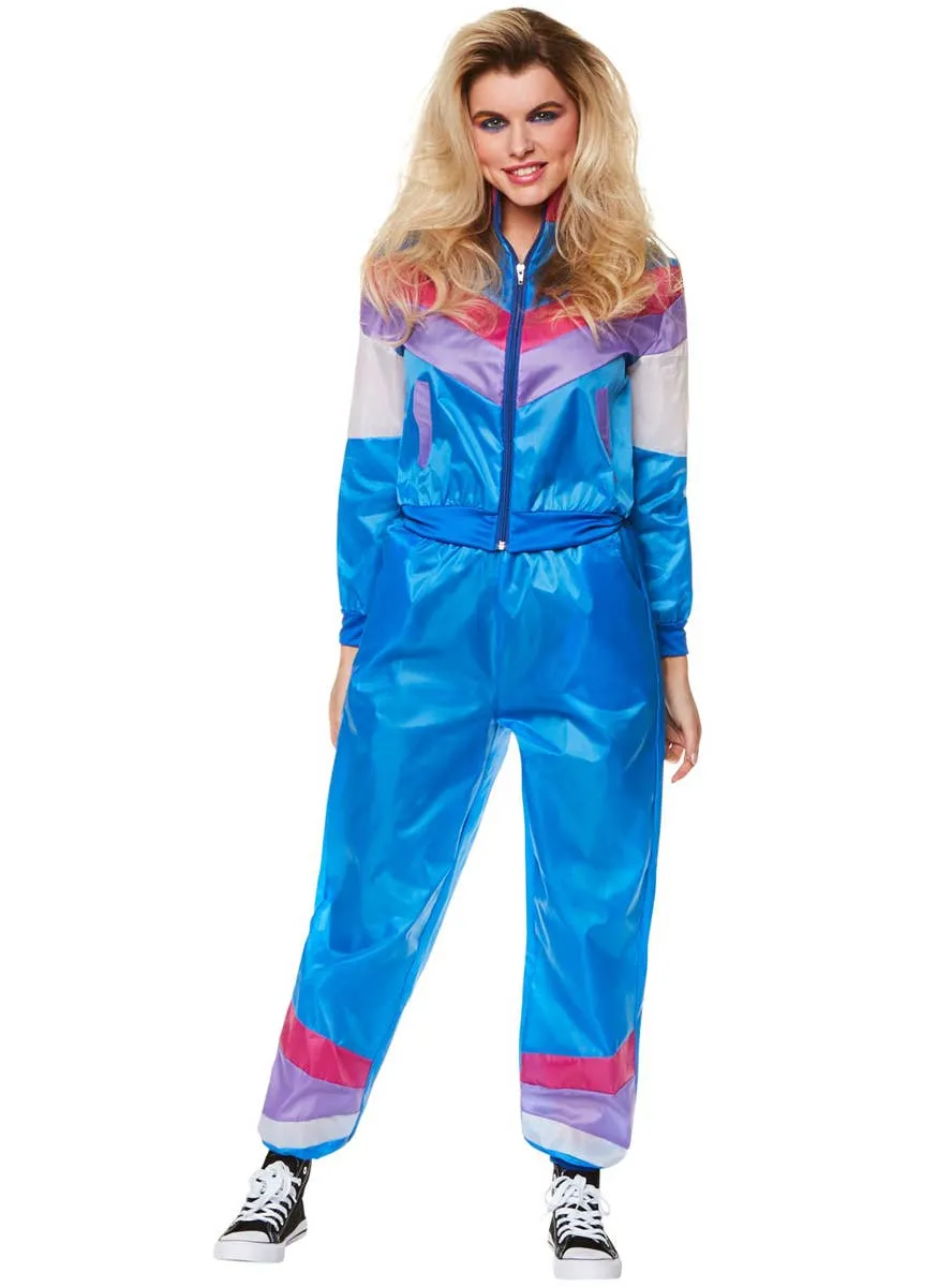 Bodacious Blue 80s Shell Suit Womens Fancy Dress Costume