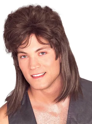 Bogan Mullet Mens Brown 80s Costume Wig