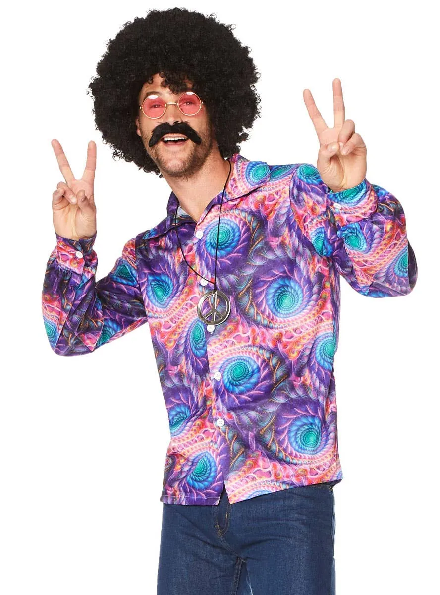 Boho Hippie Mens 1970s Costume Shirt