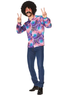 Boho Hippie Mens 1970s Costume Shirt