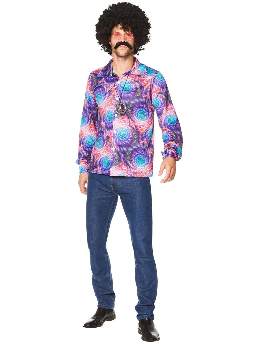 Boho Hippie Mens 1970s Costume Shirt