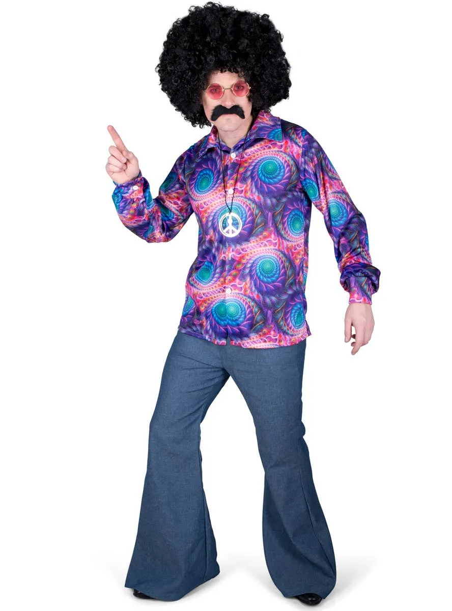 Boho Hippie Mens 1970s Costume Shirt