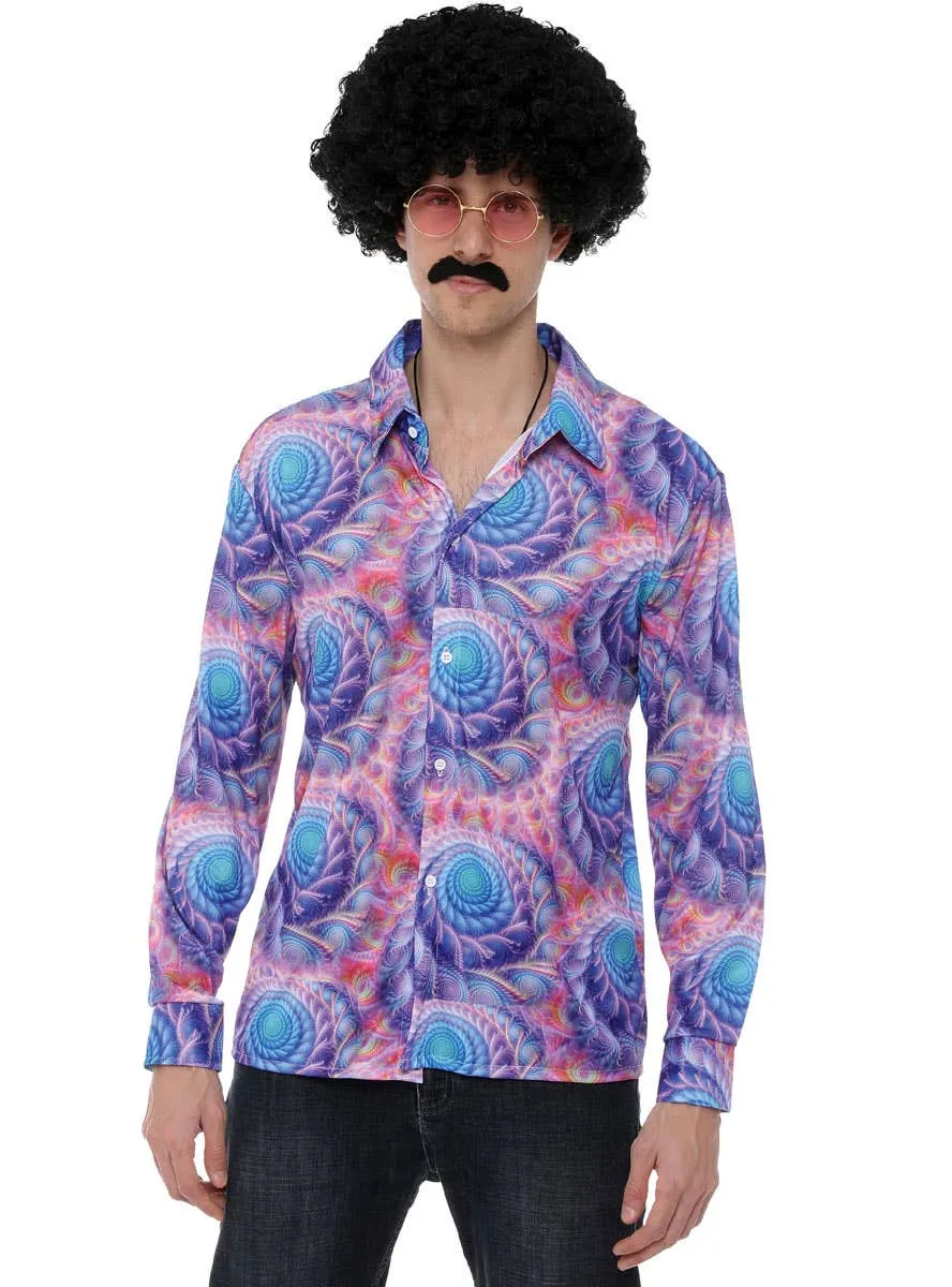 Boho Mens 70s Purple Disco Costume Shirt
