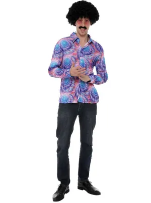 Boho Mens 70s Purple Disco Costume Shirt