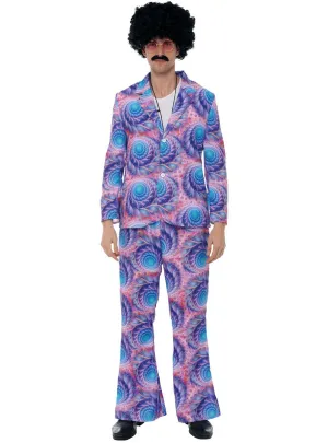 Boho Mens Purple 1970s Disco Suit Costume