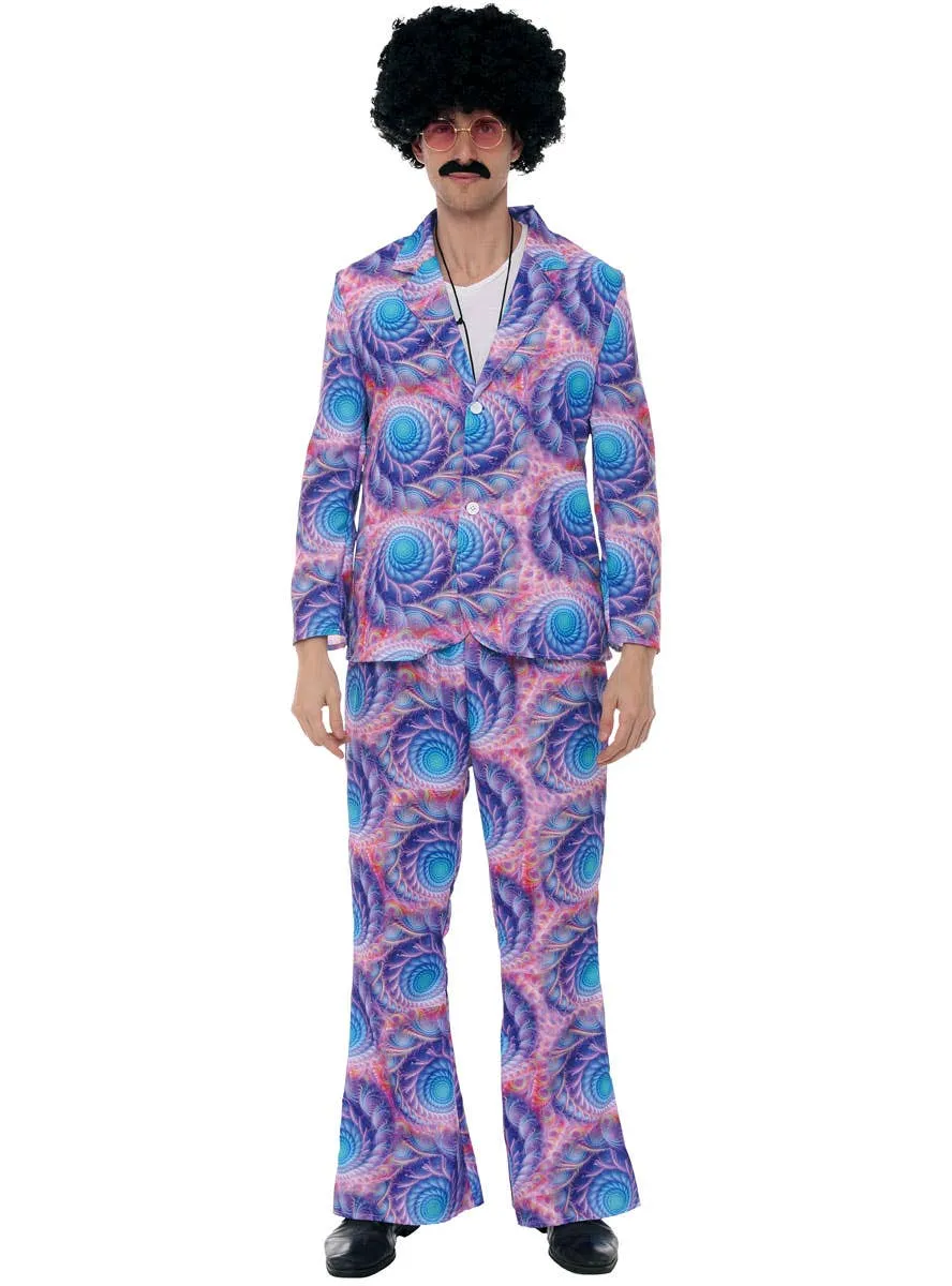 Boho Mens Purple 1970s Disco Suit Costume