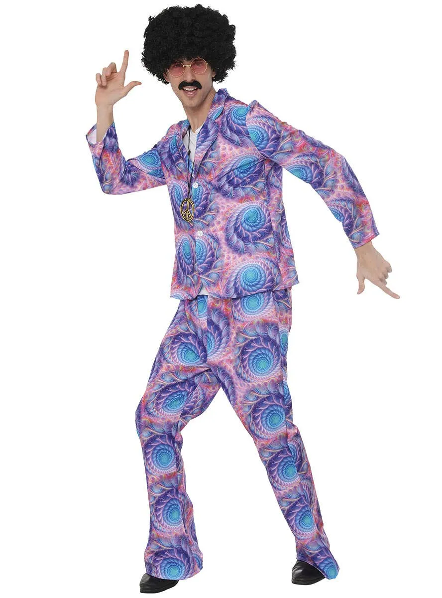 Boho Mens Purple 1970s Disco Suit Costume