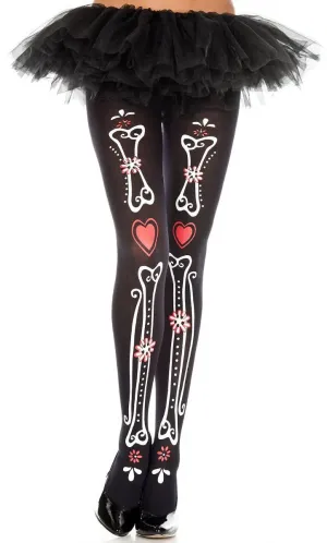 Bone and Heart Print Day of the Dead Stockings
