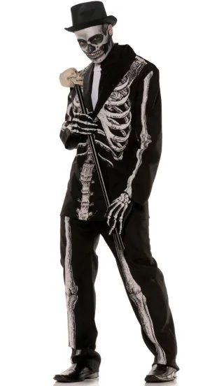 Bone Daddy Mens Skeleton Suit Halloween Costume