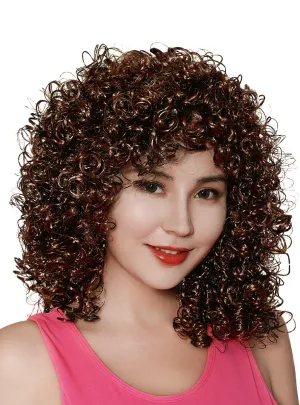 Boogie Babe Womens Curly Brown 80s Costume Wig