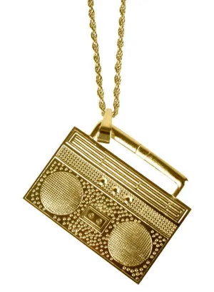 Boom Box Novelty Gold Costume Necklace