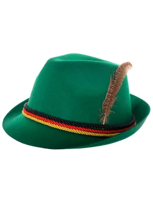 Bottle Green Bavarian Oktoberfest Hat with Feather