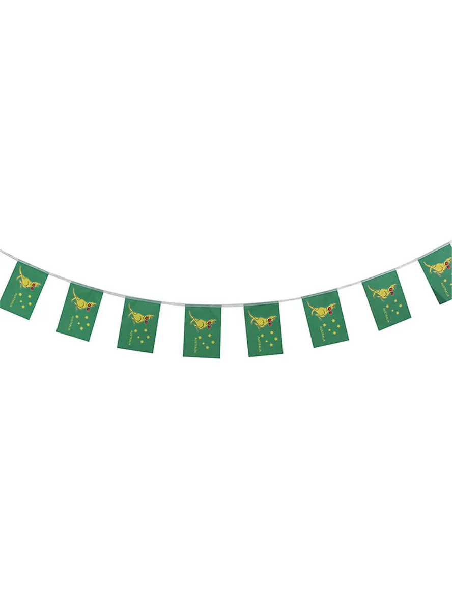 Boxing Kangaroo 3m Long Green And Gold Australian Party Bunting