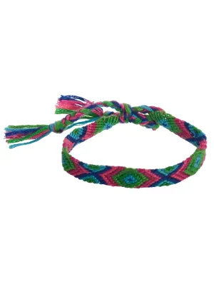 Braided Green and Purple 1970s Hippie Costume Bracelet
