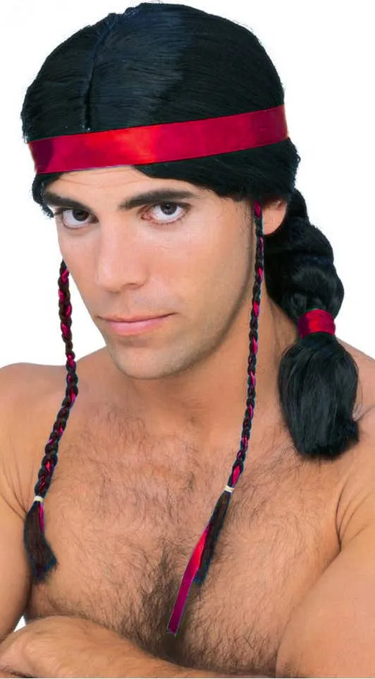 Braided Native American Mens Costume Wig