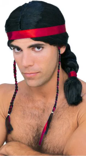 Braided Native American Mens Costume Wig