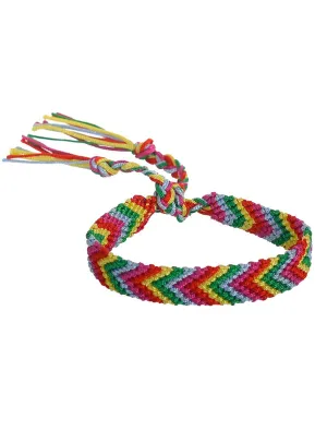 Braided Rainbow 1970s Hippie Costume Bracelet
