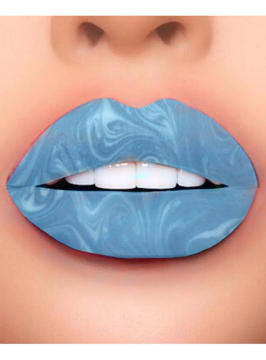 Brain Freeze Blue Swirl Temporary Lip Tattoo Costume Makeup
