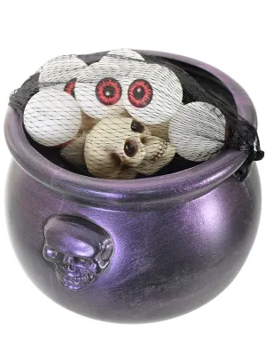 Brewing Witch Cauldron Decoration with Eyeballs and Skulls