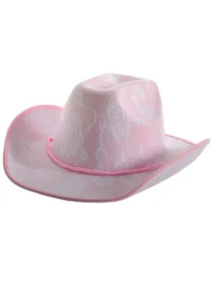Bridal Pink and White Lace Cowgirl Hat Accessory