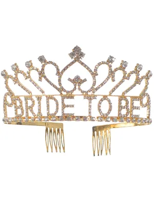Bride To Be Gold Metal and Rhinestones Tiara