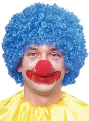 Bright Blue Adults Clown Afro Wig