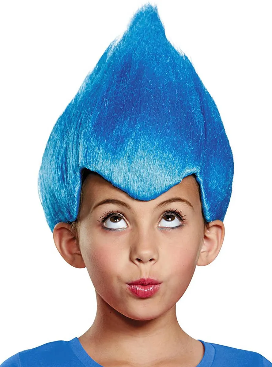 Bright Blue Kids Wacky Trollz Inspired Costume Wig