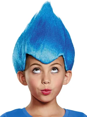 Bright Blue Kids Wacky Trollz Inspired Costume Wig