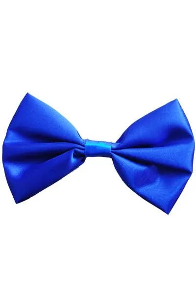 Bright Blue Satin Bow Tie Costume Accessory