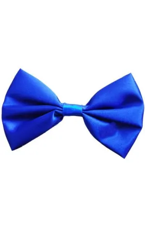 Bright Blue Satin Bow Tie Costume Accessory